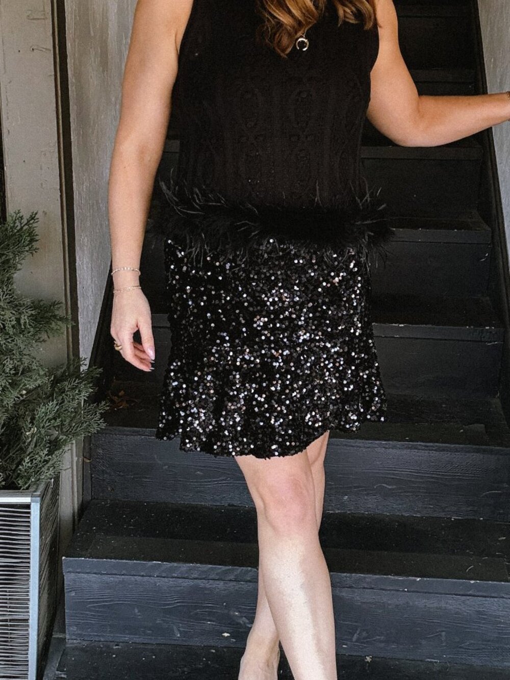 Black Sequin Trumpet Skirt